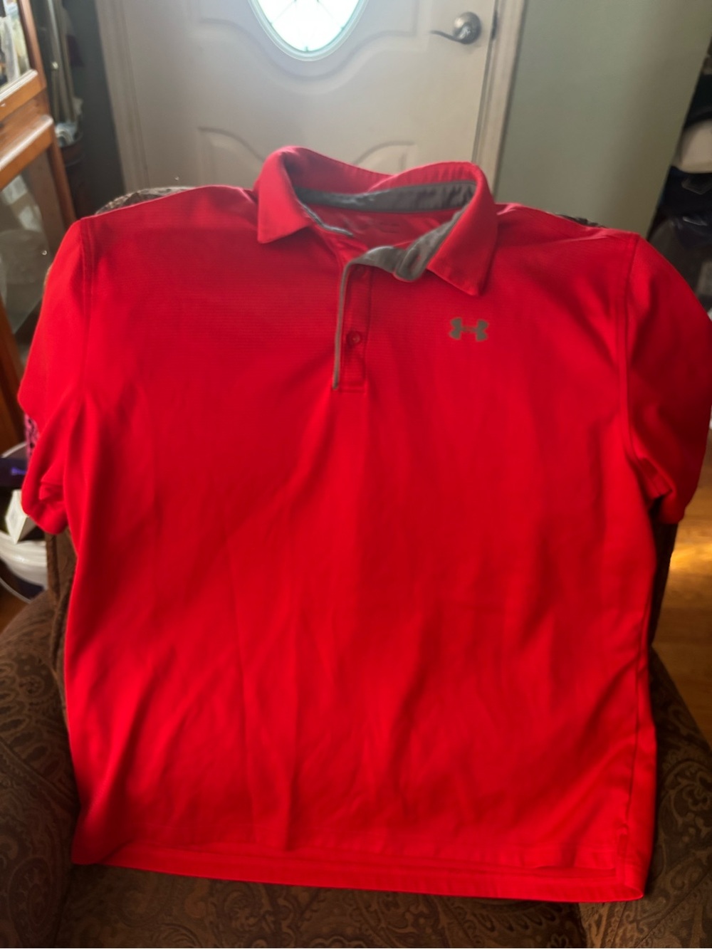 Under Armour Men’s Red Polo with Gray Trim